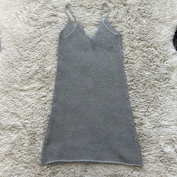 Bershka Metallic/ Silver Party Dress, Cover Up, Boho Strappy Mini Dress Sz Small - Picture 8 of 9